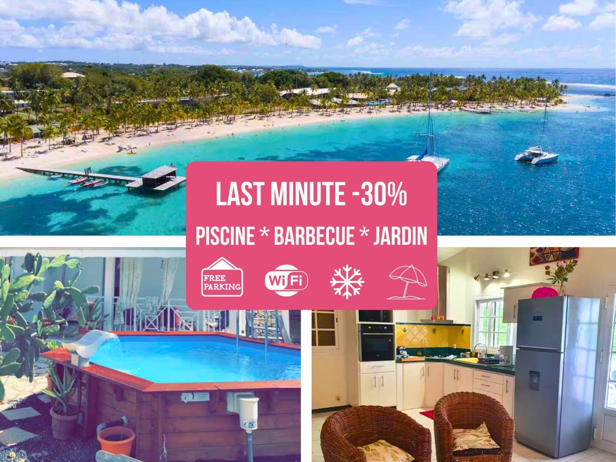 Le Sable Bleu - Evasion Tropicale A Sainte-Anne - Plage 5Min - Piscine - Parking - Logement Climatise - Vue Sur Les Palmiers - Parfait Pour Sejours En Famille Ou Entre Amis Eksteriør billede